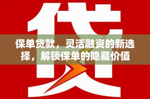 韩城保单贷款，灵活融资的新选择，解锁保单的隐藏价值