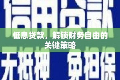 玉州低息贷款，解锁财务自由的关键策略